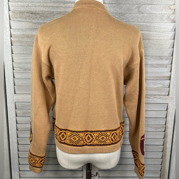 FIRST ISSUE Vintage Cotton Button Front Cardigan Feather Design-Small - Picture 3 of 3